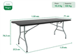 Mesa GARDEN LIFE T403501 Plegable negra