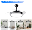 Ventilador KANJI KJH-CFHB001BK  de Techo Retráctil Negro