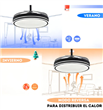 Ventilador KANJI KJH-CFHB001BK  de Techo Retráctil Negro