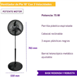 Ventilador de pie WHITENBLACK WBVP18K 3 aspas 18" 75w