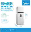 Heladera MIDEA MDRT489MTE01A no frost inverter top mount 340L