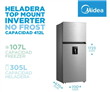 Heladera MIDEA MDRT580MTE46ADW no frost inverter top mount 412L inox