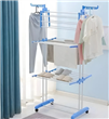 Tendedero torre HOMEMODE 3 Niveles de Pie Colgador Ropa Ruedas Vertical Portátil Blanco y Azul