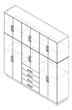 Placard ORLANDI 3554 2 Cuerpos 12 Puertas Jacaranda  2.12Mts