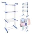 Tendedero torre HOMEMODE 3 Niveles de Pie Colgador Ropa Ruedas Vertical Portátil Blanco y Azul
