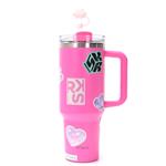 Vaso térmico SKORA 37122 con bombilla y tapon nube 1200ml rosa