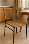 Set X2 sillas de comedor DAKOT BALI simil yute soga tejida marrón claro