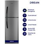 Heladera DREAN HDR320F50E con freezer cíclica 314l gris