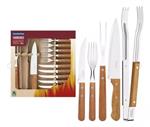 Set De Cubiertos TRAMONTINA 23399/028 CHURRASCO Naturalwood 15 Piezas De Acero Con Mango de Madera Para Parrilla