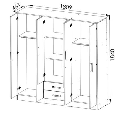 Placard ORLANDI 3506 6 Puertas 2 Cajones color Linosa