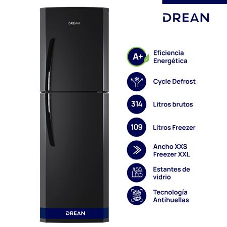 Heladera con freezer  DREAN  HDR320F50N Cíclica 314 L Black Steel