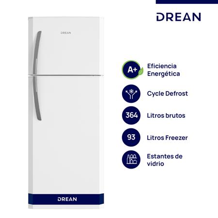 Heladera DREAN HDR370F50B con freezer Cíclica 364 L Blanca