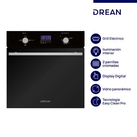 Horno A Gas DREAN HGDR601CN Empotrable 60 cm Negro Digital 