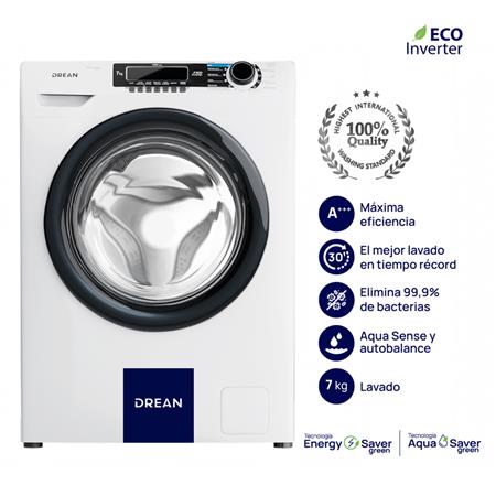 Lavarropas DREAN LFDR0710SB0 7 Kg Carga Frontal Ecoinverter  Blanco