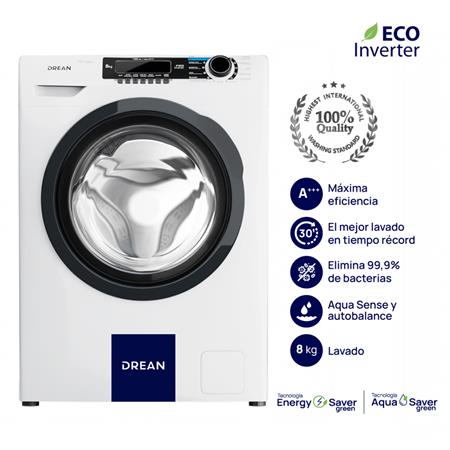 Lavarropas DREAN LFDR0814SB0 Carga Frontal Ecoinverter 8 Kg Blanco 