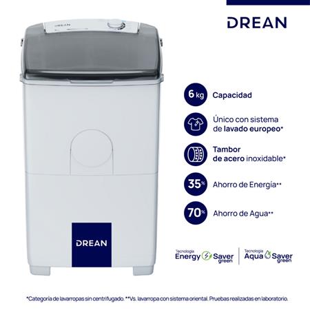 Lavarropas DREAN LTDR67SB0 Semiautomático 6 Kg Blanco