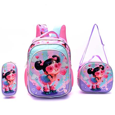 Set X3 Mochila Lunchera y Cartuchera SKORA 42946 Think Happy