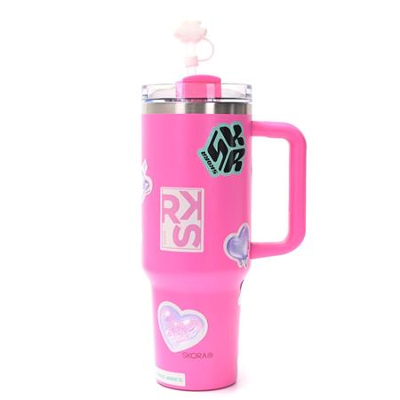 Vaso térmico SKORA 37122 con bombilla y tapon nube 1200ml rosa