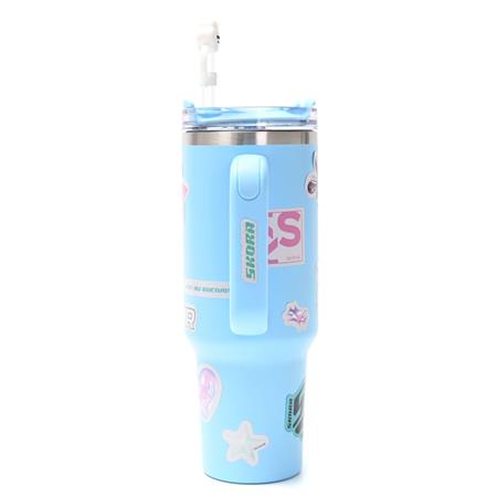 Vaso térmico SKORA 37126 con bombilla y tapon nube 1200ml celeste