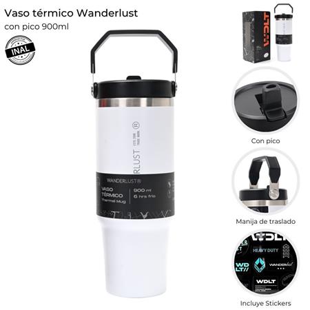 Vaso Térmico WANDERLUST 39427 con pico 900ml blanco
