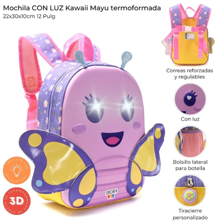 Mochila Infantil SKORA Kawai Mayu 41315 Termoforrada con Luz