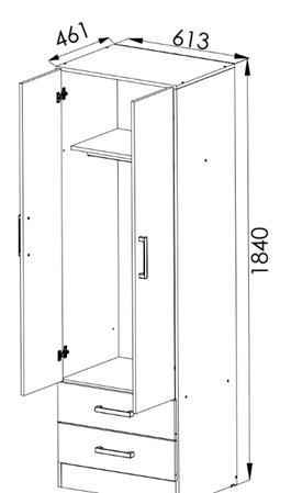 Placard ORLANDI 3545 2 Puertas 2 Cajones color Venecia