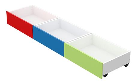 Kit Cajones MOSCONI 81028 Bajo Cama 190×45×20 cm (Verde/Amarillo/Lila)