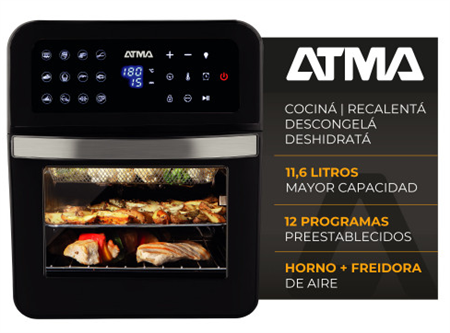 Freidora ATMA 94HFR582DP De Aire y Horno Digital 11,6 Lts 1800w Negro