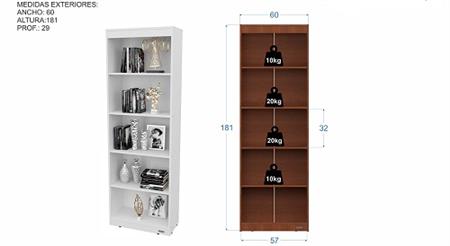 Biblioteca MOSCONI DAKAR 81048 181X60X29 Con Estantes Wengue