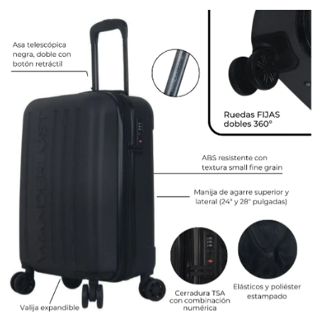 Set Valijas WANDERLUST 37877 urban 24" Y 28" negro