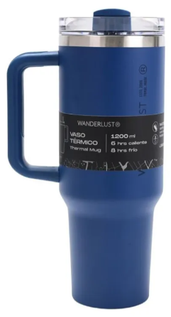 Vaso Térmico WANDERLUST 39429 con Bombilla 1200ml azul