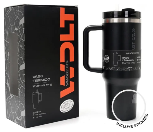 Vaso Térmico WANDERLUST 39430 con Bombilla 1200ml negro