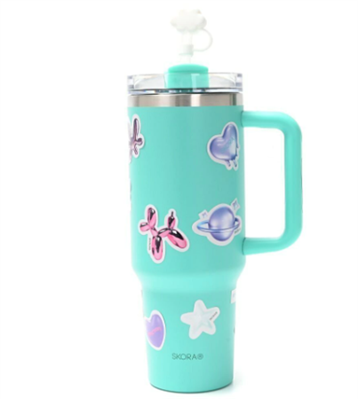 Vaso térmico SKORA 37123 con bombilla y tapon nube 1200ml verde