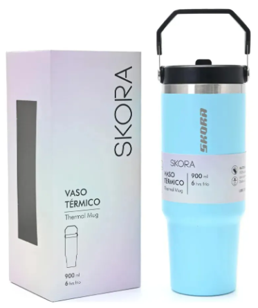 Vaso Térmico SKORA 37198 con pico 900ml celeste