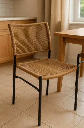 Set X2 sillas de comedor DAKOT BALI simil yute soga tejida marrón claro