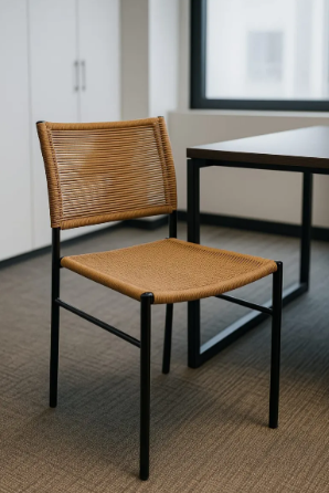 Set X2 sillas de comedor DAKOT BALI simil yute soga tejida marrón claro