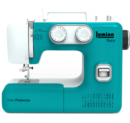 Máquina de Coser LUMINA FLORA Turquesa 24 Diseños de Puntada
