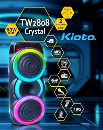 Parlante Bluetooth KIOTO Tw-2808 portatil 60w con micrófono