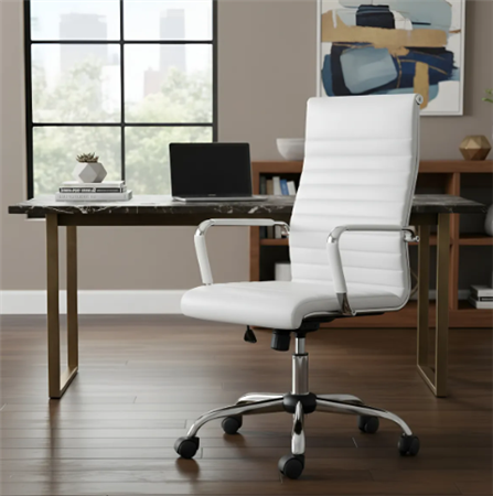 Sillón de escritorio BIG MARKET CROMO ALTA blanca