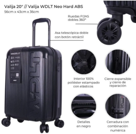 Valija Carry On WANDERLUST 41103 color negro 20"