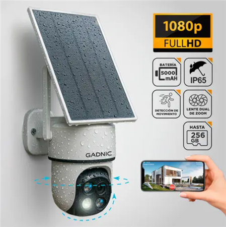Cámara de Seguridad GADNIC P2P00114 Solar Lente Dual IP65 FullHD