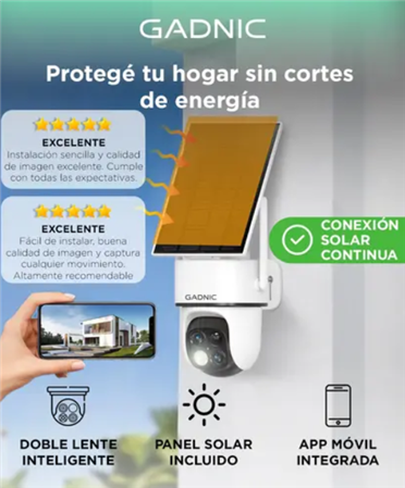 Cámara de Seguridad GADNIC P2P00114 Solar Lente Dual IP65 FullHD