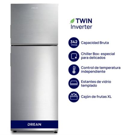 Heladera DREAN RZN320PCARX0 No Frost Inverter 342L color Inox