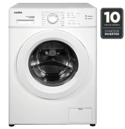 Lavarropas CODINI AIAFE6010B 1000RPM A Inverter 6kg carga frontal
