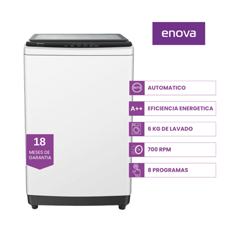 Lavarropas ENOVA LE06S10 Automático Carga Superior 6Kg Blanco