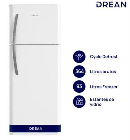 Heladera DREAN HDR370F50B con freezer Cíclica 364 L Blanca