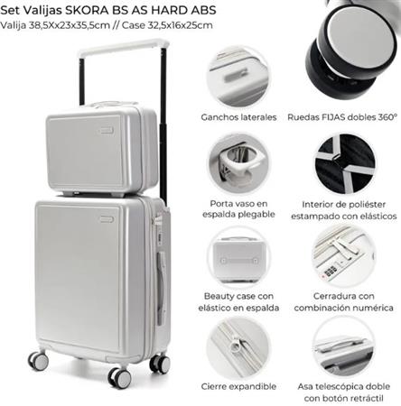 Set Valijas SKORA PULG Y BEAUTY 41454 Plata 20"