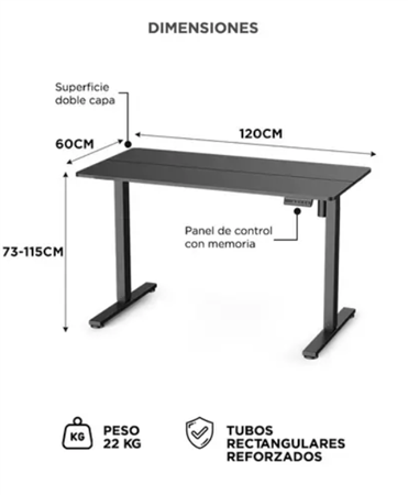 Escritorio GADNIC SCRIT02 Eléctrico Altura Regulable