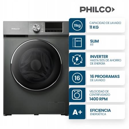 Lavarropas PHILCO 94PHLF111GSN 11Kg Inverter