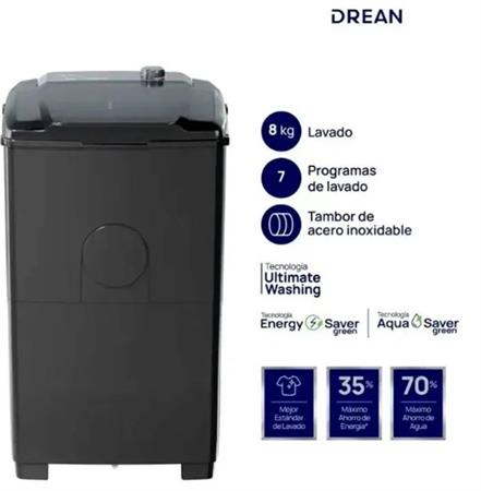 Lavarropas Drean LTDR87SG0 8 Kg Carga Superior Gris